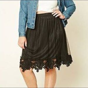 Elegant Black Lace Trim Skirt